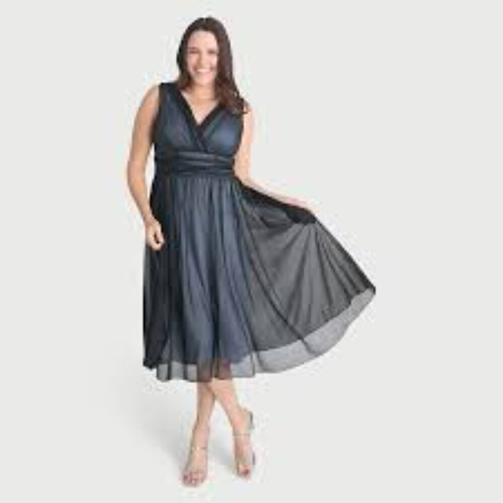 Women's Patra Blue Chiffron Sleeveless Dress